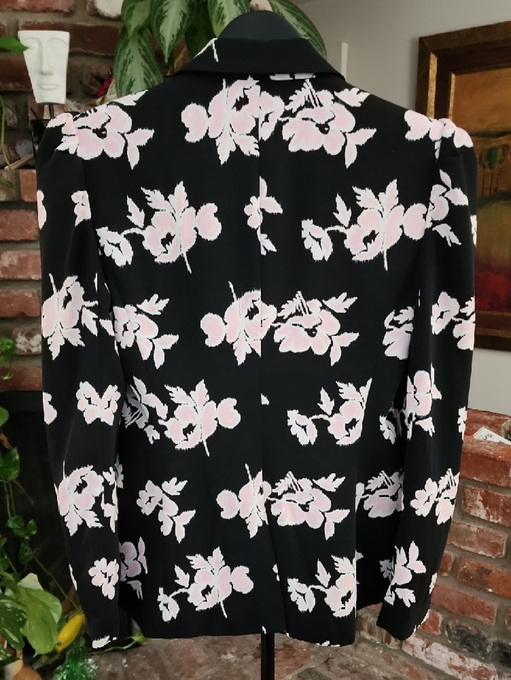 Cinq à Sept NWT Floral Blazer Size 2 Black Pink Tailored Jacket - Picture 6 of 13